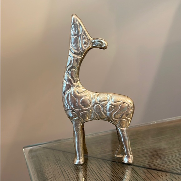 Vintage Other - Vintage BRASS Baby Giraffe Sculpture Safari Decor Decorative Giraffe Figurine